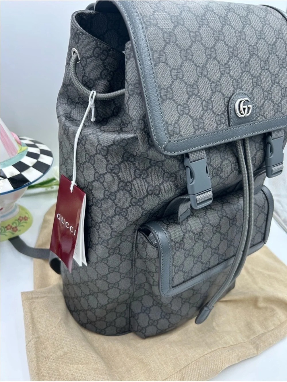 Unisex Gucci, GG supreme canvas backpack made in Italy NWT